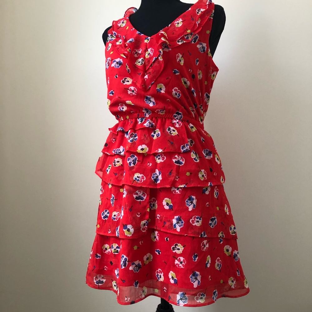 Xhilaration Red Floral Mini Dress Size Small